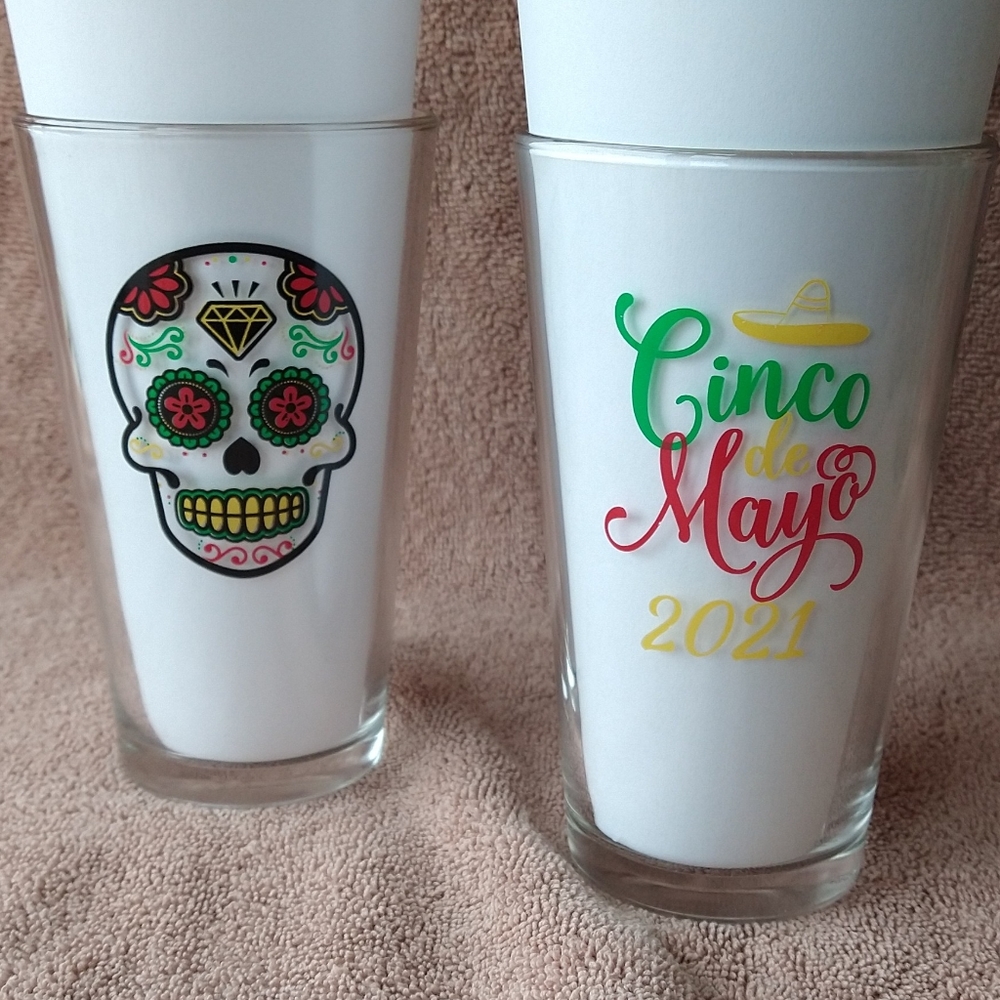 Sugar Skull Pint Beer Drink Beverage Glass Cinco De Mayo Barware Glassware DOD
